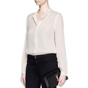 Equipment Henri Metallic Fil Coupé Chiffon Blouse M